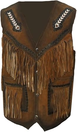 Amazon Com Coolhides De Los Hombres Western Piel Chaleco Con Flecos Clothing