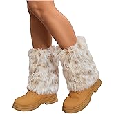 WDIRARA Women's Faux Fur Ankle Leg Warmers Fuzzy Leg Cuffs Winter Cuff Covers