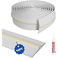DGSL Universal Garage Threshold Seal Strip with Sealants/Adhesive, 10FT Waterproof Garage Door Bottom Rubber, DIY Garage Door Weather Stripping Replacement, White