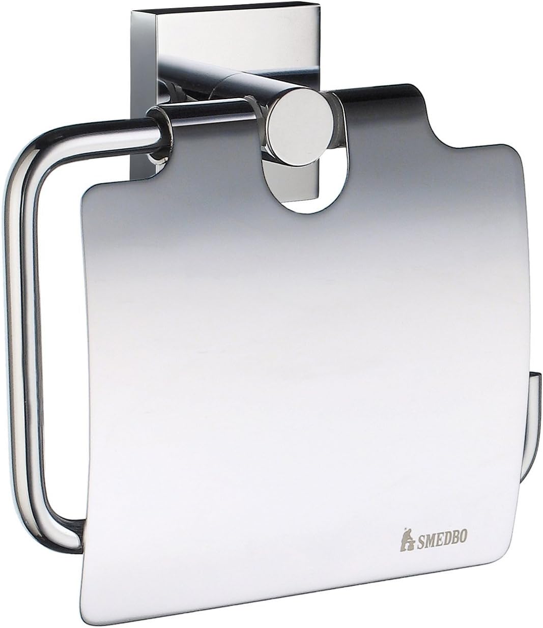 Smedbo "House" Chromed Toilet Roll Holder with Lid, Polished Chrome, Silver, 11.5 x 11.2 x 4.5 cm
