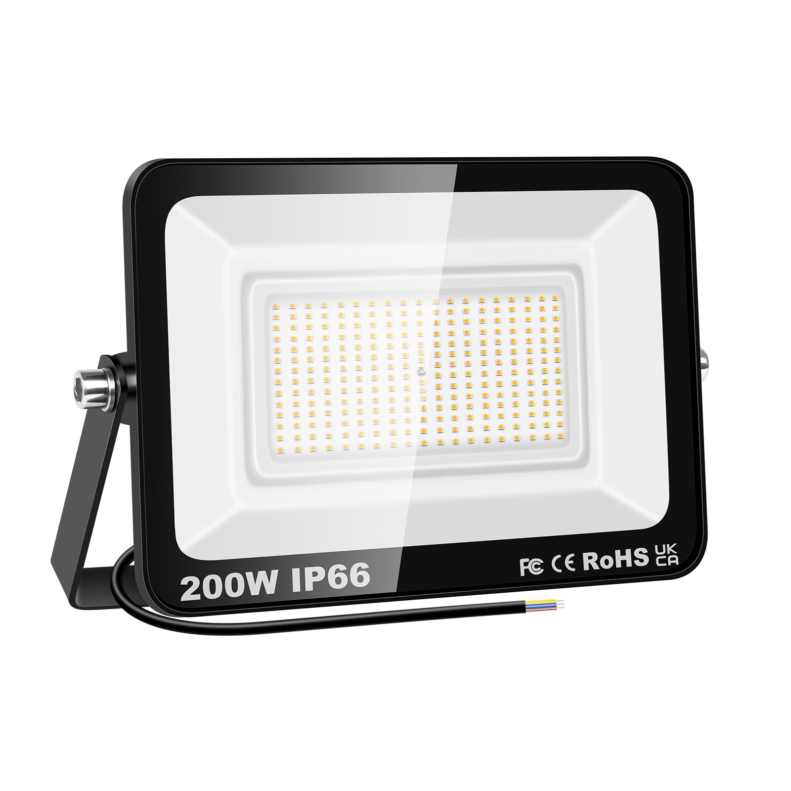 RIGIDON 200W LED Flood Light Outdoor 20000LM Super Bright Outdoor Lights 3000K Daylight Warm White IP66 Waterproof Security Lights for Garden, Garage, Yard, Sports Ground, Patio