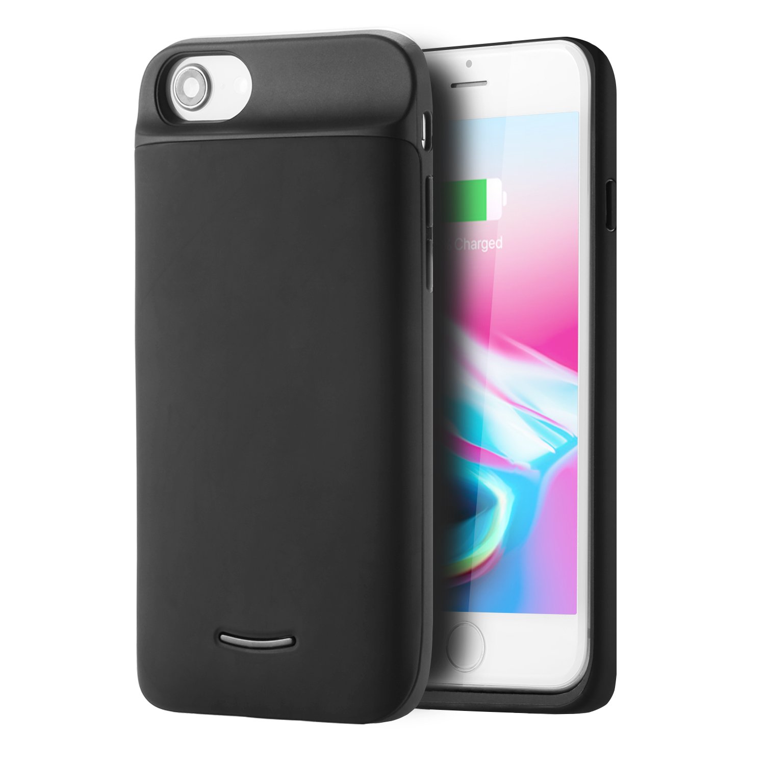 Mozeat バッテリーケース iPhone6/6s/7/8兼用 バッテリー内蔵ケース 4000mAh 大容量 データ同期 Lightningイヤホン対応 内蔵磁性鉄 急速充電 ケース型バッテリー （ブラック）