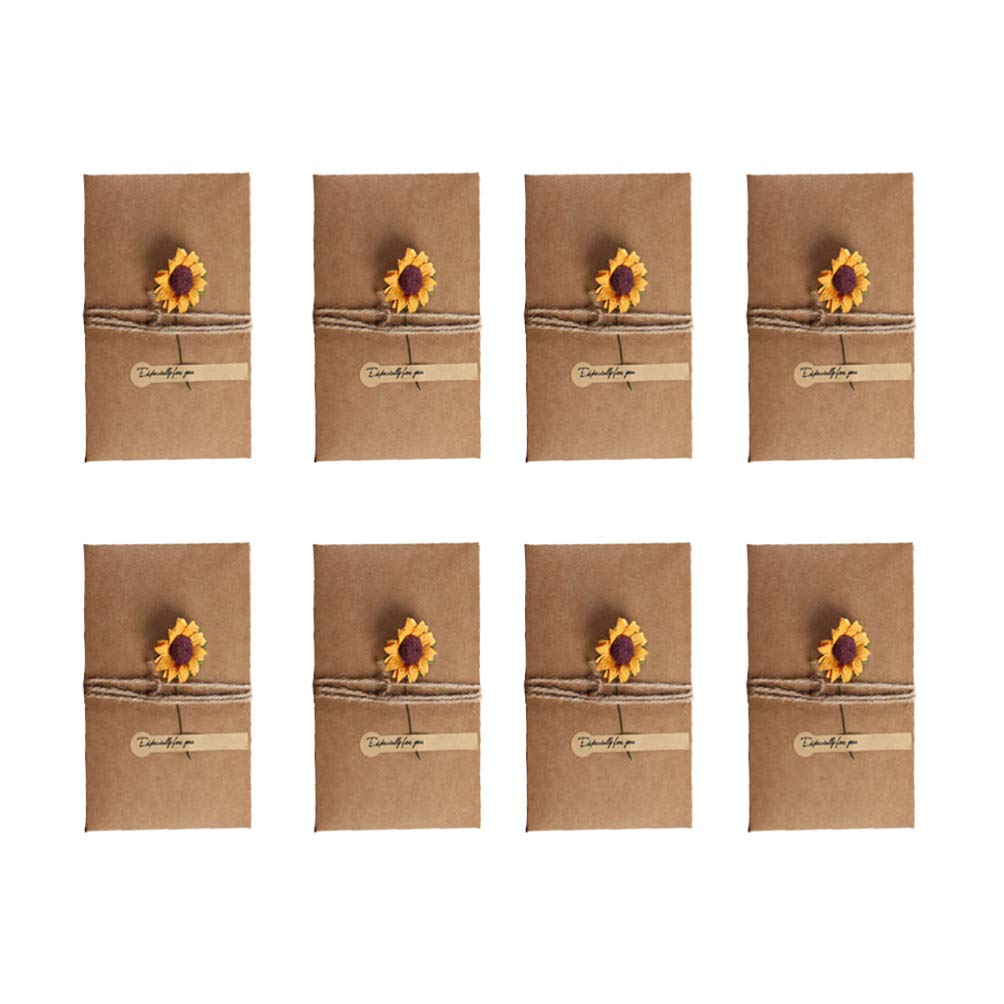 12pcs Sunflower Card Card Creative Greeting Cards for Christmas Birthday (Random Flowers Styles)