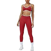 JUVOME Womens Workout Sets 2 Piece Contrastline Sports Bra Seamless High Wait Butt Lifting Leggings Gym Yoga Outfits