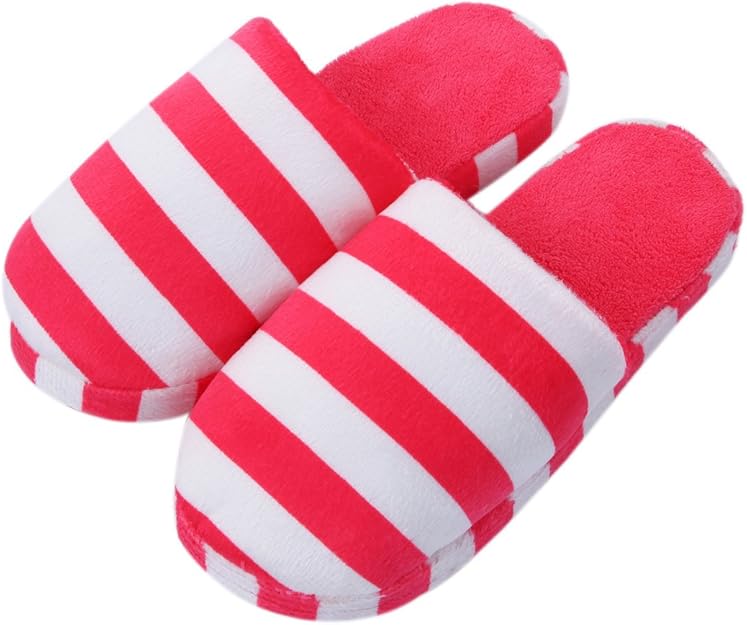 TrendsBlue Classic Striped Fleece Fabric House Slippers