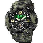 IJAHWRS Men's Camouflage Watch, Large Face Multifunctional Waterproof Shockproof Sports Watch for Men