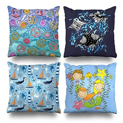 Amazon Com Semtomn Set Of 4 Throw Pillow Covers Retro Peaceful