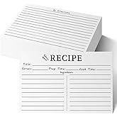 LOTMER 100 Sheets 4 x 6 Inch Vintage Recipe Cards White | For Recording Recipes, Creating Custom Recipes, Kitchen Diaries, Meal Planning and Family Recipe Collections