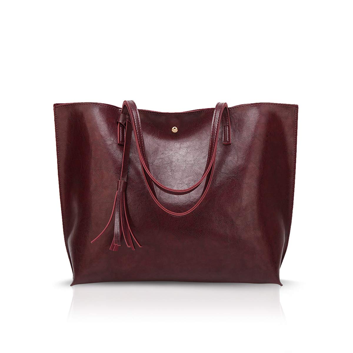 NICOLE&DORIS Women Tote bag PU leather handbag shoulder bag fashion large handbag Dark red