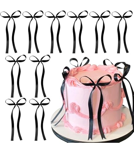 30 Pack White Satin Ribbon Bow Cake Toppers - 5.7x3 Inch, Coquette Theme For Birthday Wedding Decor - View #8