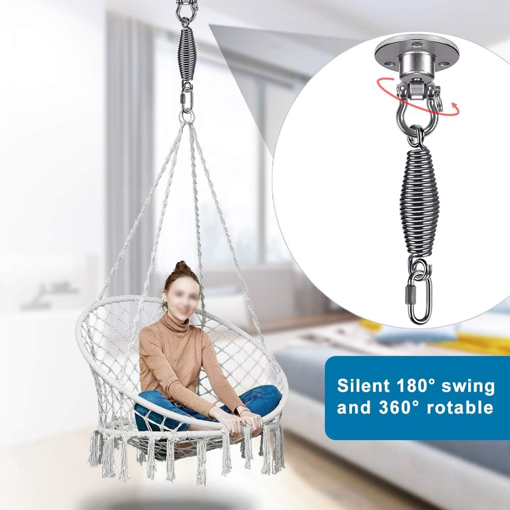 Dolibest Heavy Duty Swing Hanger, Hanging Kits Hammock Chair Hardware Spring (6MM) for Indoor Outdoor Playground, Porch Swing Hanging Kit with 3 Wood Screws and 3 Expansion Bolts, 400LB: Kitchen & Dining
