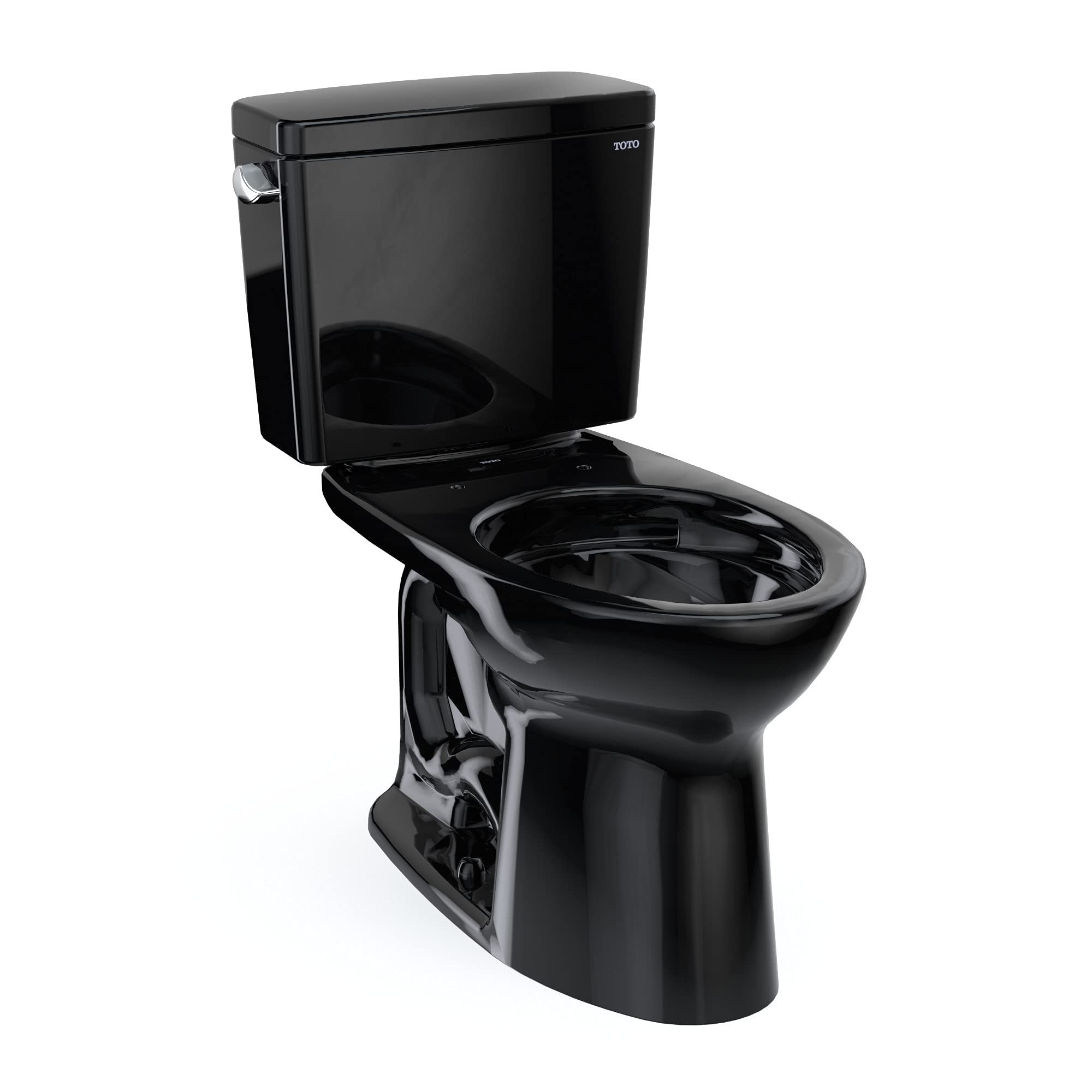 Photo 1 of TOTO Drake Two-Piece Elongated 1.28 GPF Universal Height TORNADO FLUSH Toilet, Ebony - CST776CEF#51
