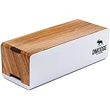 DMoose Cable Management Box Organizer - Curved Top, Wooden Style Plastic - Hides Power Strips, Surge Protectors & Cords. Large Size for Entertainment Center, Home Office, Computers–Kids & Pet Friendly