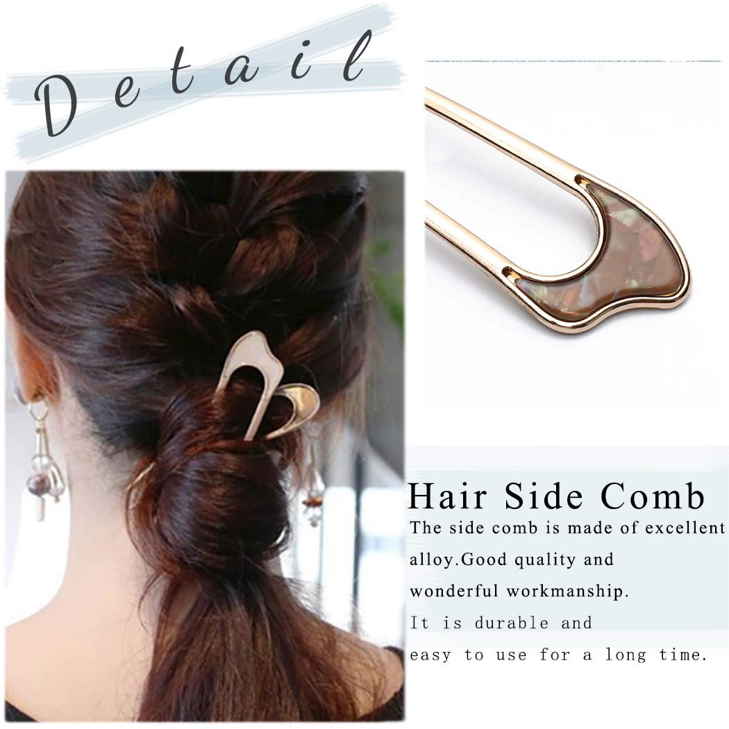 JONKY Vintage Silver U Shape Hair Side Combs Female Hair Accessories Topknot Non Slip Hair Pins Side Combs Hairstyle Unbreakable Decorative Combs Best Birthday Gifts for Women and Girls (Pack of 2) : Beauty