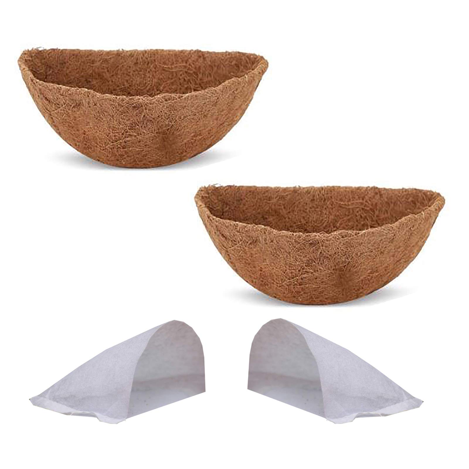 JKIOHO 2 Pack 16 inch semicircle Coco Liners for Hanging Basket Coconut Fiber Planter Liners Coconut Fiber Liners for Wall Hanging Baskets, Garden Planter Flower Pot