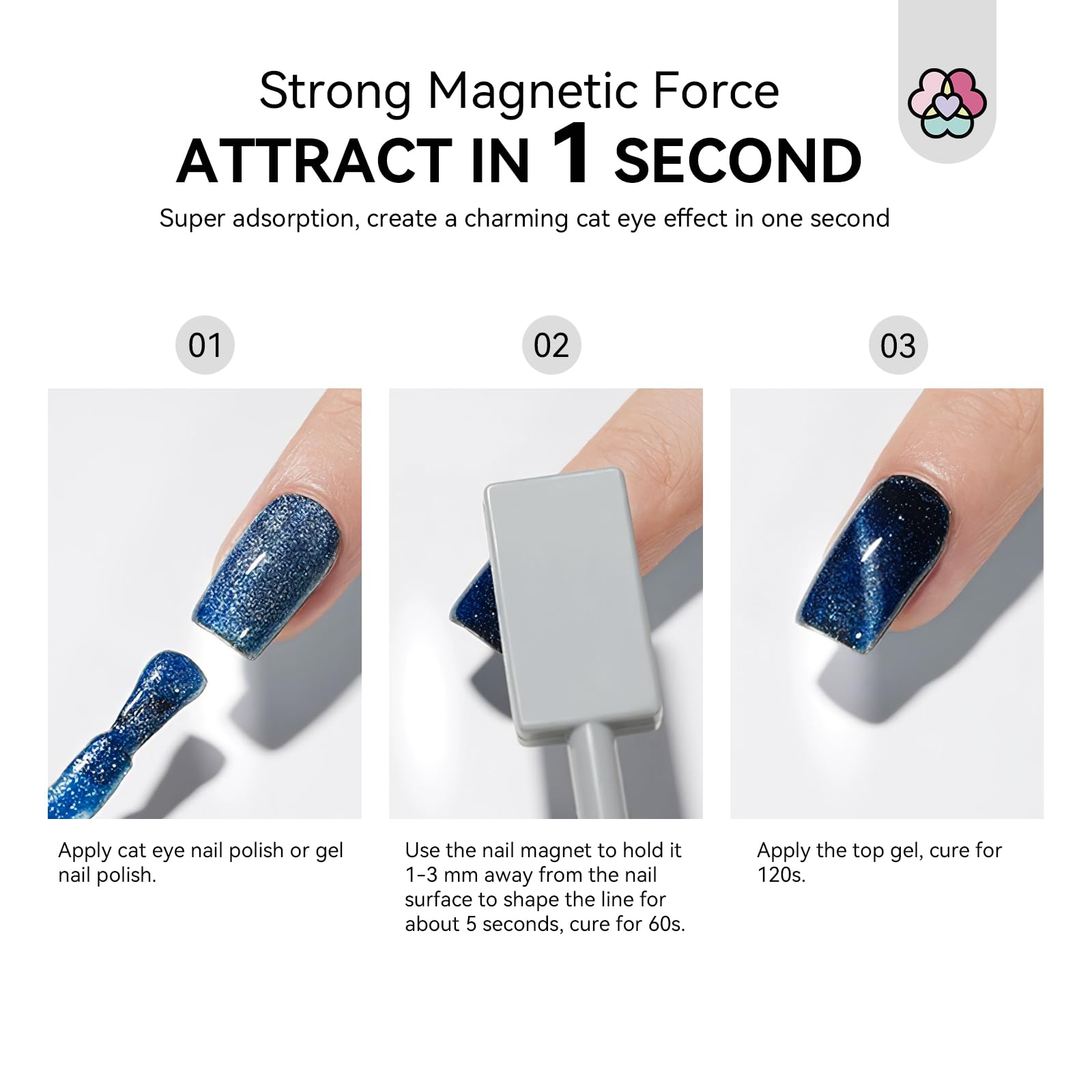 SAVILAND Cat Eye Magnetic for Nail: 9PCS Cat Eye Gel Nail Polish Magnet Tools Set Strong Suction Nail Magnet Nails Square Round Magnet Stick Diverse Cat Eye Effect Double Ended Nail Salon Art Tools - Image 6