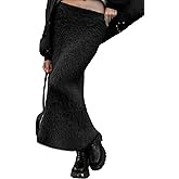 Wyeysyt Womens Fuzzy Bodycon Maxi Skirt Y2k Pencil Long Skirts Clubwear Sexy Sweater Skirt