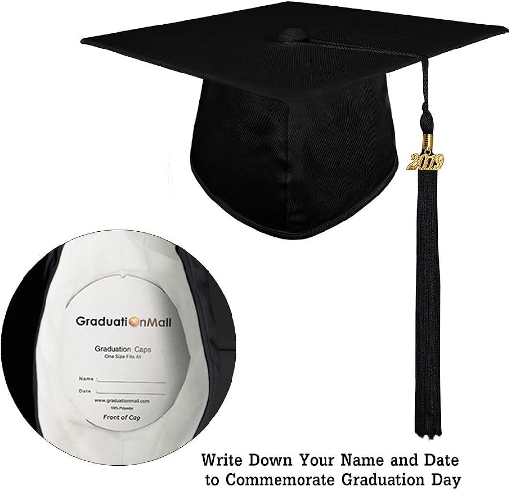 Graduation Cap With Yellow Tassel Sketch Of Black