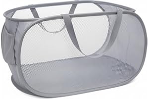 Vybiekr Upgraded Collapsible Laundry Baskets, Durable Pop Up Laundry Hamper, 4th Generation Mesh Laundry Bags with Reinforced Handles & Side Pocket for Laundry, Home Storage, Bathroom, Travel, Dorm