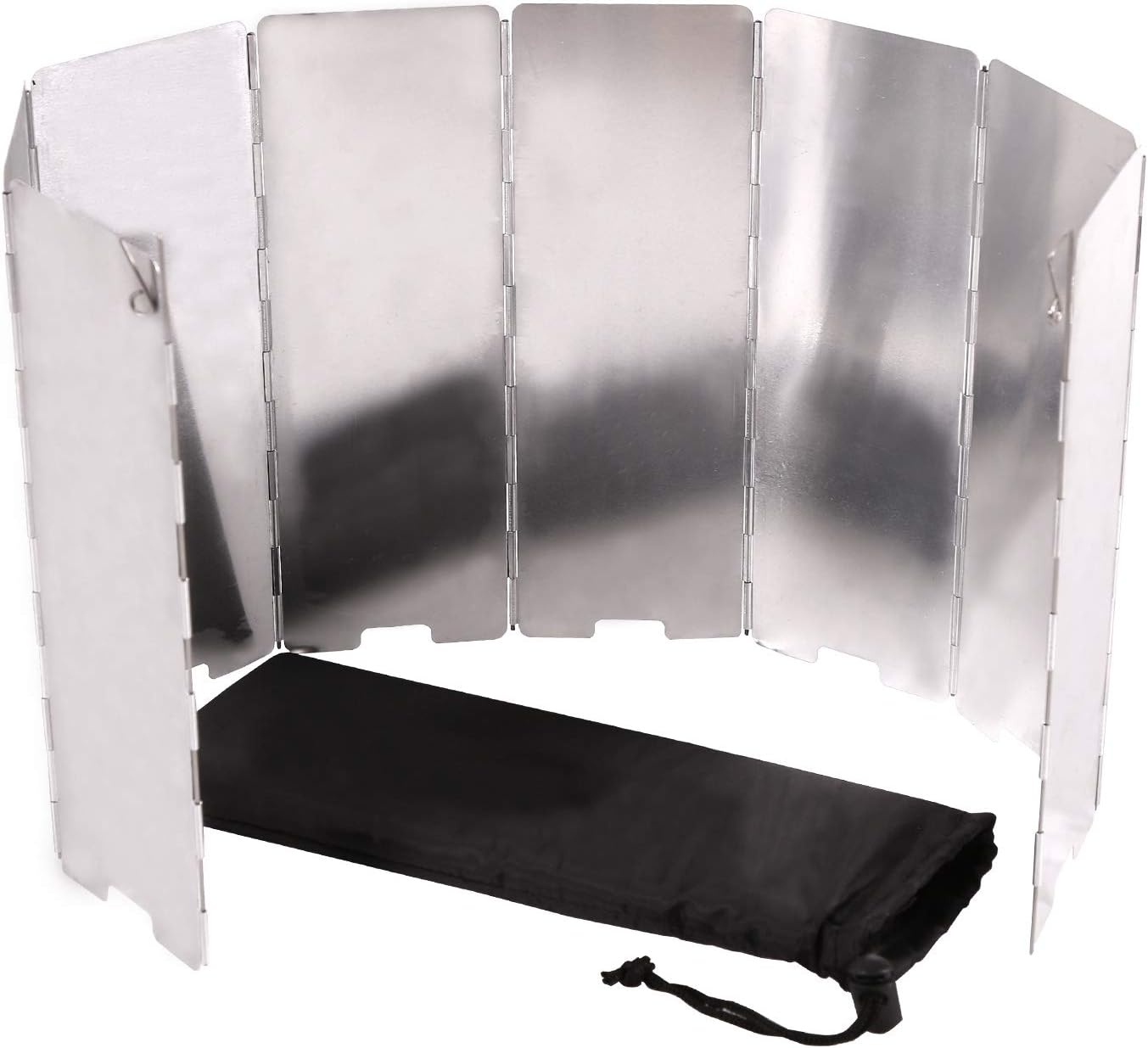CAMPMAX Folding Camping Stove Windscreen, 8/9/10/12 Plates All-Purpose Aluminum Outdoor Stove Windshield, Lightweight with Carrying Bag