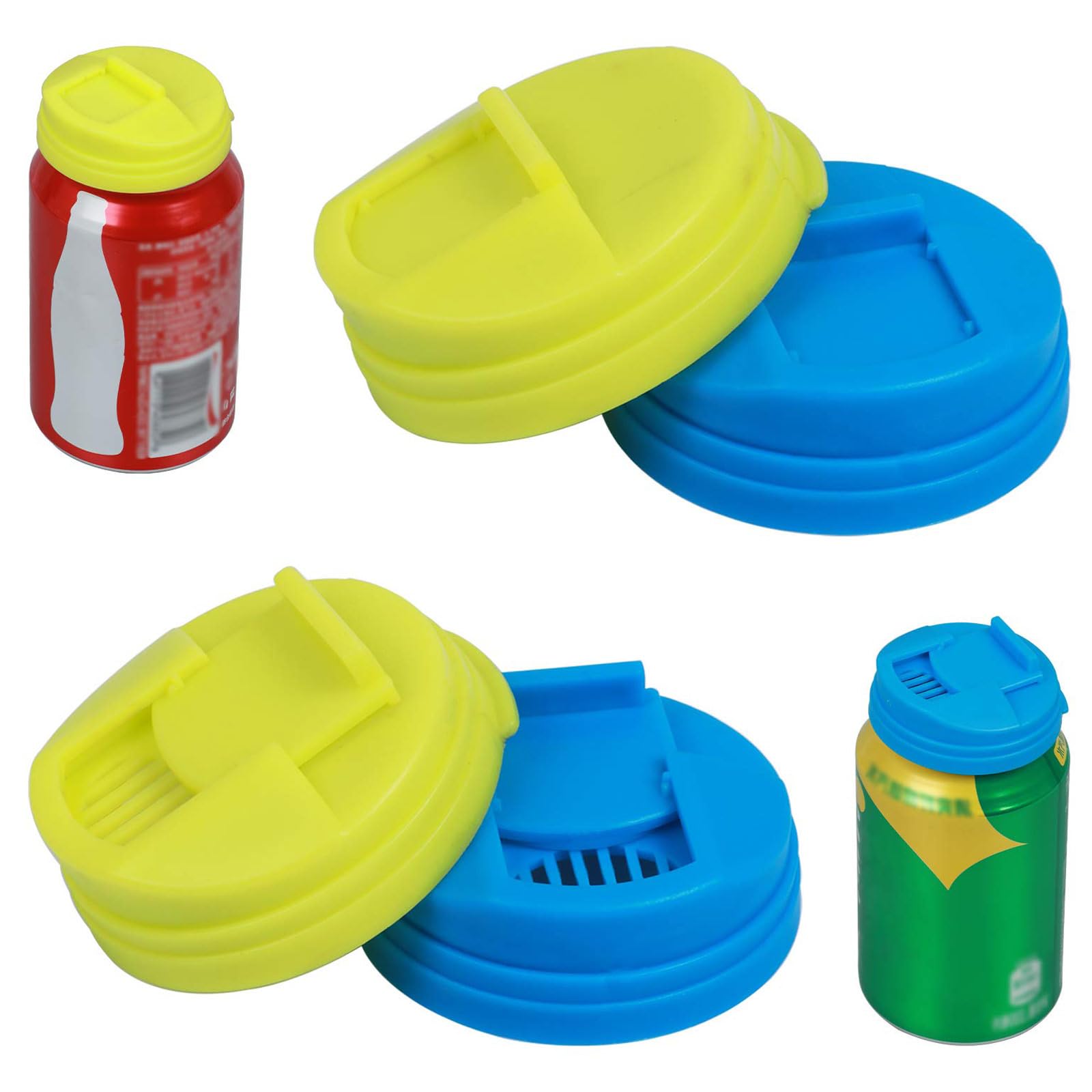 4 Pack Soda Can Lids Drink Can Lids Can Covers Beer Cans Cover Leakproof Cap Press Type Splash Cap for Carbonated Water or Soft Drink