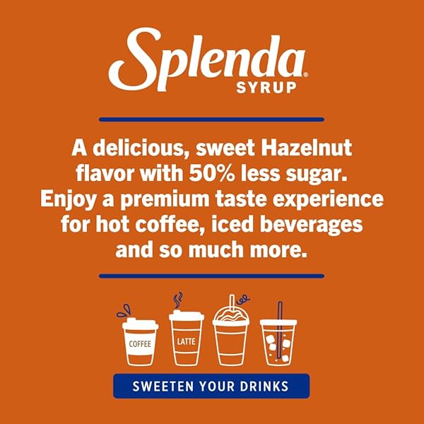 SPLENDA COFFEE SYRUP, HAZELNUT, REDUCED SUGAR, FLAVORED LIQUID SYRUPS FOR DRINKS, 750 ML BOTTLE