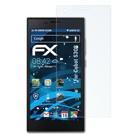 atFolix Schutzfolie kompatibel mit Cubot S308 Panzerfolie, ultraklare und stoßdämpfende FX Folie (3X)