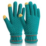 Mossio Winter Gloves Touch Screen Thick Windproof Warm Knit Mittens
