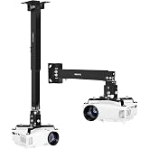Mount-It! Projector Ceiling Mount and Wall Mount with Adjustable Arm, Universal Projector Mount for LCD/DLP Projectors, Flush Mount Option, Built-in Cable Management, 40lb Capacity, Black