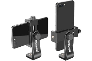 Neewer Smartphone Holder Vertical Bracket with 1/4-inch Tripod Mount - Phone Clip Tripod Adapter Compatible with 13/13 Pro/13 Pro Max/13 Mini/12/11 Pro Max/X/XR, Galaxy S20+/S20, Huawei P40 Pro, etc.