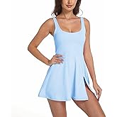 Womens Tennis Dress Built in Shorts & Bra Athletic Golf Active Workout Dress with Pockets