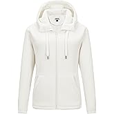 Outdoor Ventures Women's Full Zip Hooded Fleece Jacket Coat with 6 Pockets, Warm Soft Polar Fleece Casual Hoodie Sweatshirt