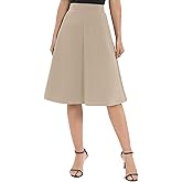 Urban CoCo Women's A-Line Elastic High Waist Flare Work Midi Knee Length Stretchy Skirt