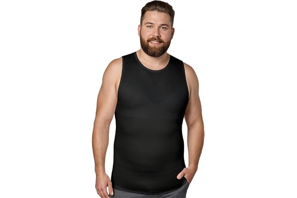 QORE LOGIQ Gynecomastia Compression Shirt Men, Premium Slimming Undershirt Compression Tank Top, Mens Shapewear & Body Shaper