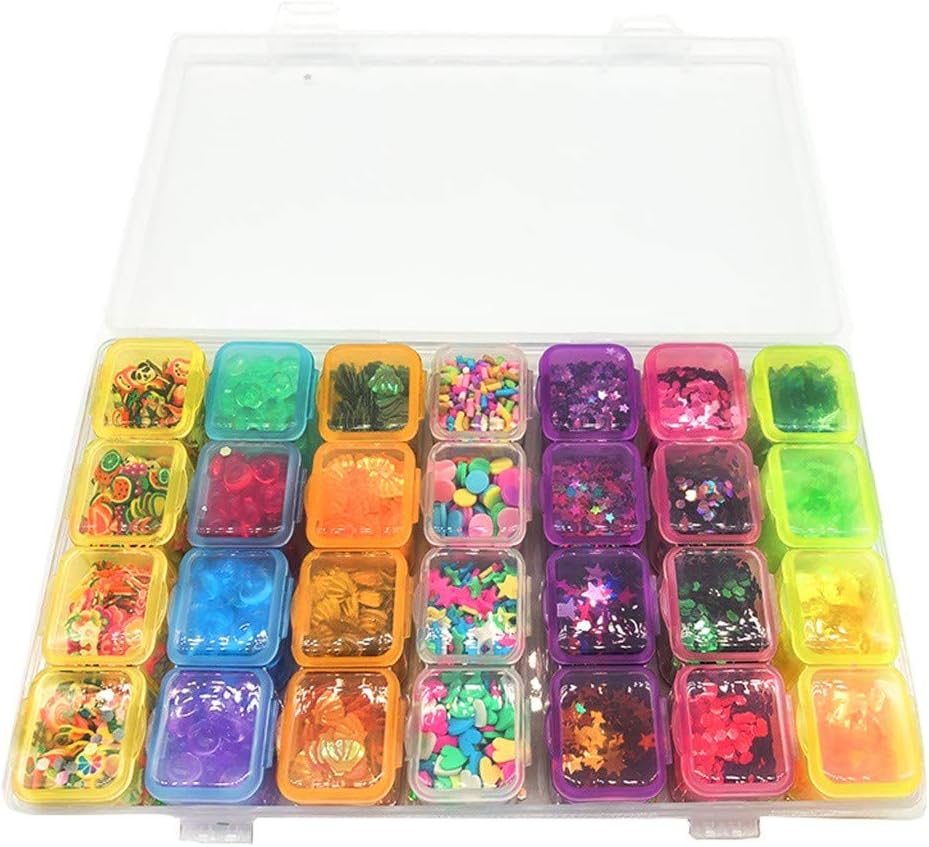 TANGON DIY Crystal Slime Kit – Slime Kits for Girls Boys Toys with 70pcs DIY Slime Kit, Clear Slime Supplies for Kids Art Craft, Includes Air Dry Clay, Fruit Slice and Tools, Squeeze Stress Relief to