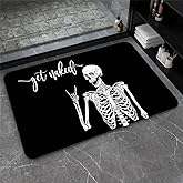 ZHUZHISHAN Diatomaceous Earth Bath Mat,Black Funny Skull Non-Slip Volume Super Absorbent Fast Drying for Bathroom Kitchen Door mat,Eco-Friendly Easy to Clean 16×24Inch (40 * 60cm)