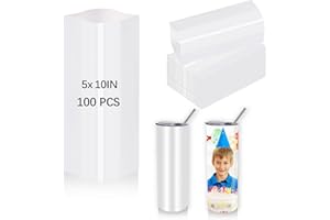 ORJ 100PCS Shrink Wrap for Sublimation Tumblers 5x10 Inch,Heat Transfer Shrink Film Bags for Mugs,Cups,Sublimation Shrink Wrap Sleeves