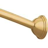Moen Brushed Gold 54 to 72-Inch Adjustable Single Curved Shower Rod, Wall Mounted Permanent Curtain Bar for Bathroom, CSR2160BG