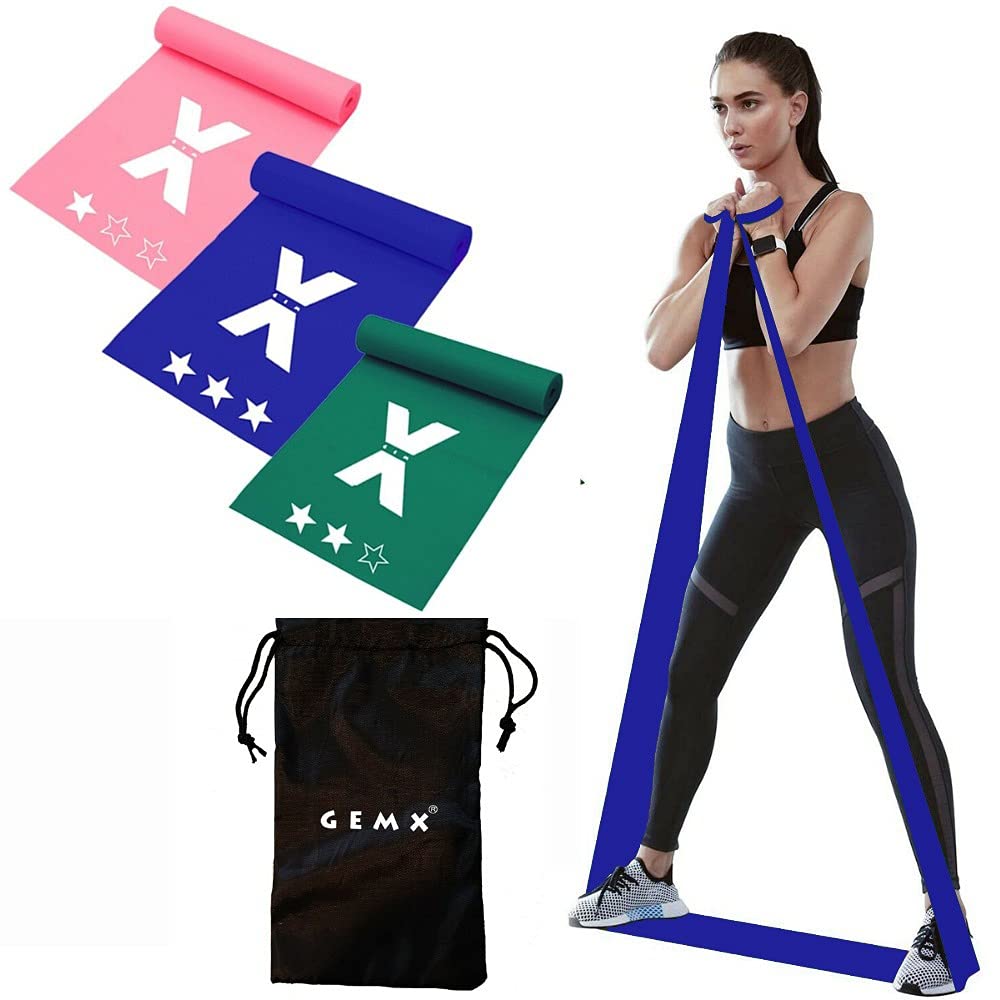 Gemx Pilates Band for Men and Women | Skin Friendly Long Resistance Band | Physio Bands for Physical Therapy, Strength, Training and Exercise | Workout Strength Training Bands | Fitness Stretching
