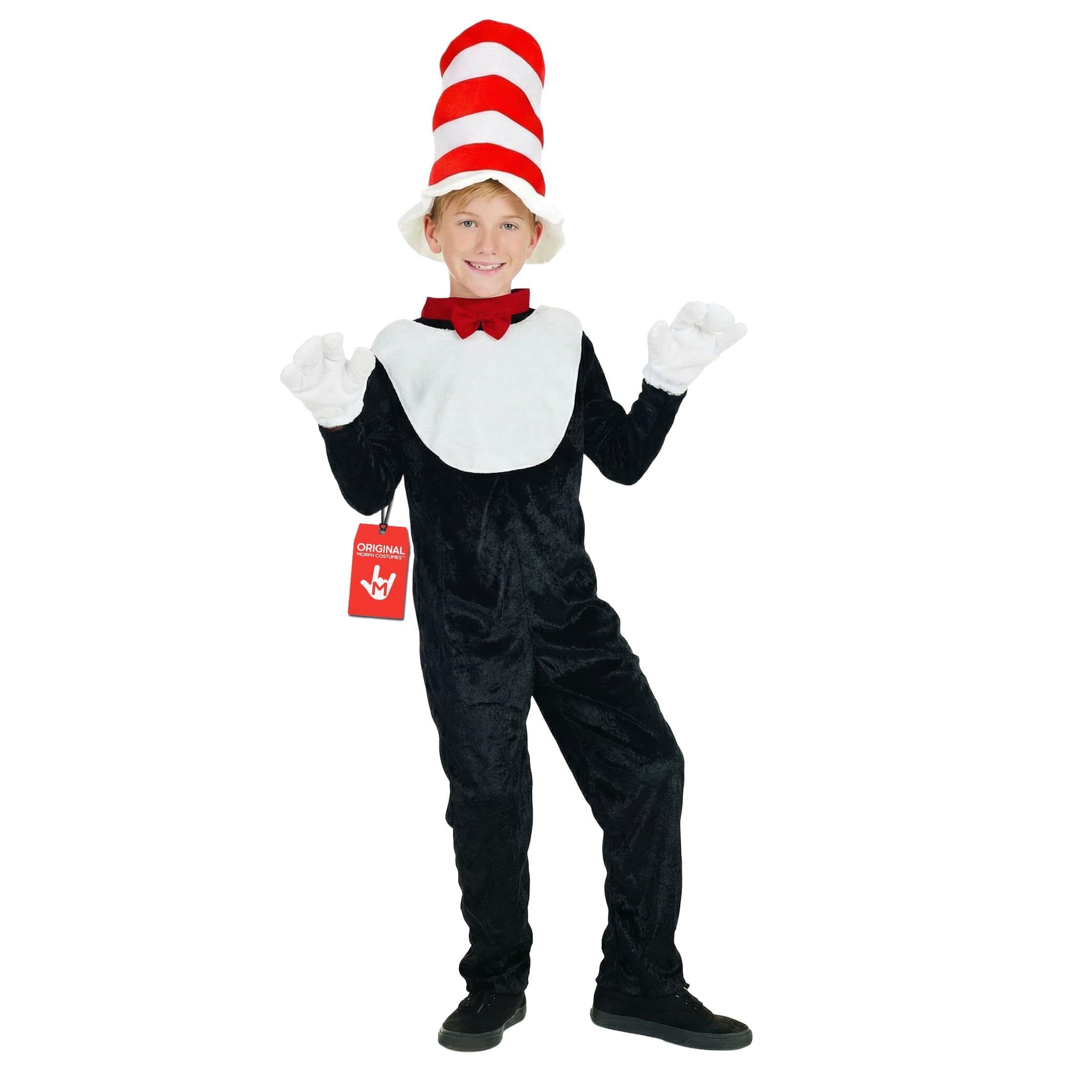Fun Shack Kids Cat Costume Boys, Cat in the Hat Halloween Costume, World Book Day Cat Costumes Medium