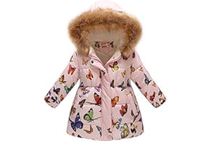 Miss Bei Girl's Winter Coat Jacket Hooded Kids Toddler Flower Print Parka Outwear Warm Cotton Puffer Hooded Jacket