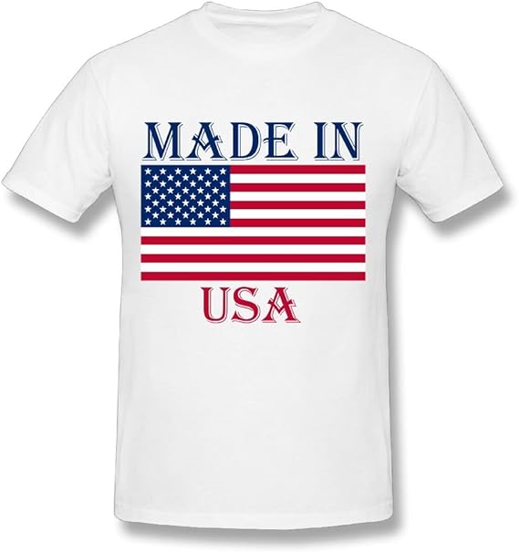 Made In USA States Flag Tops T Shirt Short Sleeve Design Cotton T