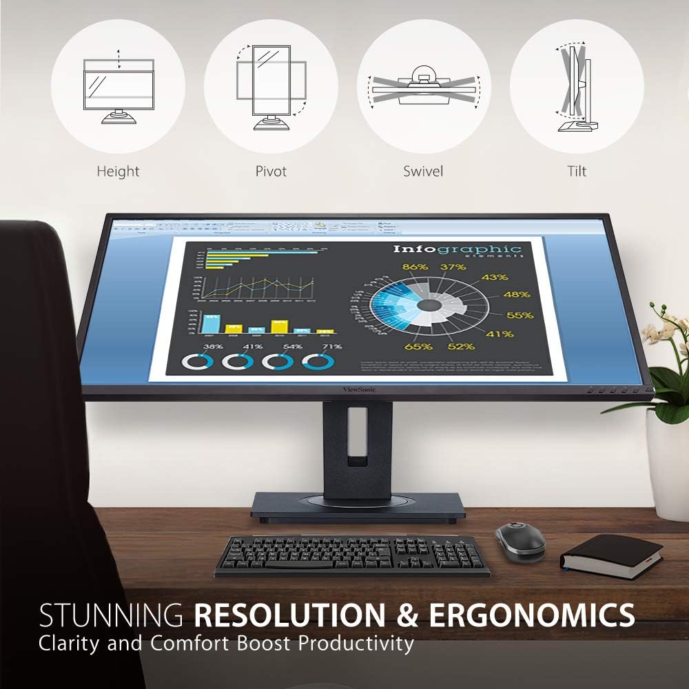 ViewSonic VG3448 34 Inch Ultra-Wide 21:9 WQHD Ergonomic Monitor with HDMI DisplayPort USB, 40 Degree Tilt and FreeSync for Home and Office: Computers & Accessories