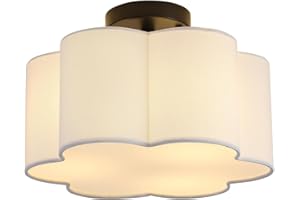 Aufrichting 3-Light Modern Light Fixture,Semi Flush Mount Ceiling Light,13" Ceiling Light Fixture with Flower-Shaped Fabric S