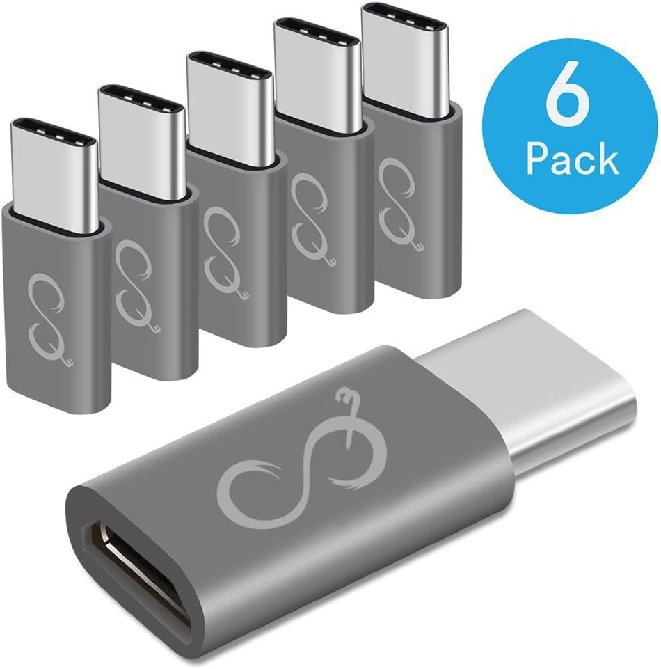Micro USB to Type-C USB C Adapter Converts Micro USB Female to USB C Male, Uses 56K Resistor, Compatible with Galaxy S8, S8+, S9, MacBook, Sony XZ, LG V20 G5 G6