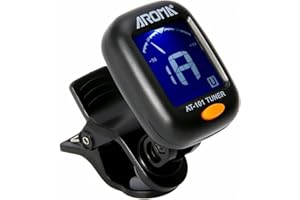 FELUOG Clip On Guitar Tuner For All Instruments, Ukulele, Guitar, Bass, Mandolin, Violin, Banjo, Large Clear LCD Display For Guitar Tuner