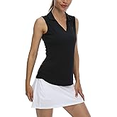 LastFor1 Women's Sleeveless Polo Golf Shirts Quick Dry 50+ UV Protection V-Neck with Collar Lightweight Tennis Tank Tops
