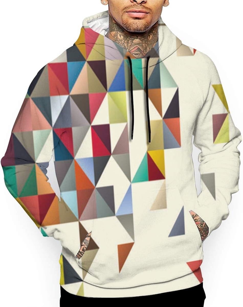 men abstract geo print hooded sweatshirt