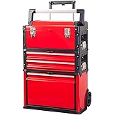 BIG RED TRJF-C305ABD-1 Garage Workshop Organizer: Portable Steel and Plastic Stackable Rolling Upright Trolley Tool Box