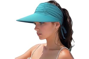 DRESHOW Women Visor Sun Hat Wide Brim Hat Adjustable Foldable Ponytail Beach Hat Summer UV Protection Outdoor Cap UPF 50+